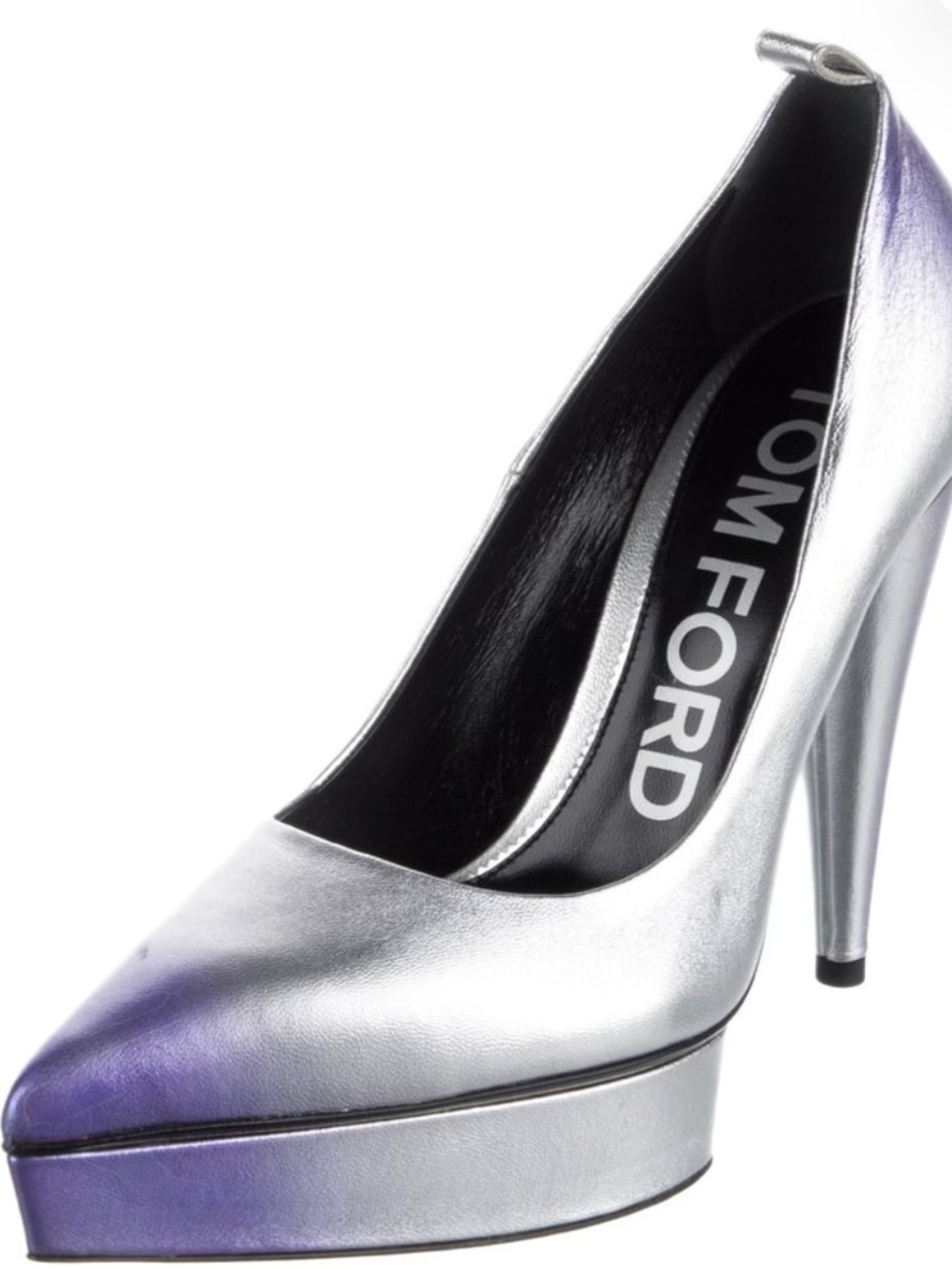 Tom Ford Silver & Purple Ombré Metallic Pointed-Toe Platform Pumps 7.5 EUC $1890